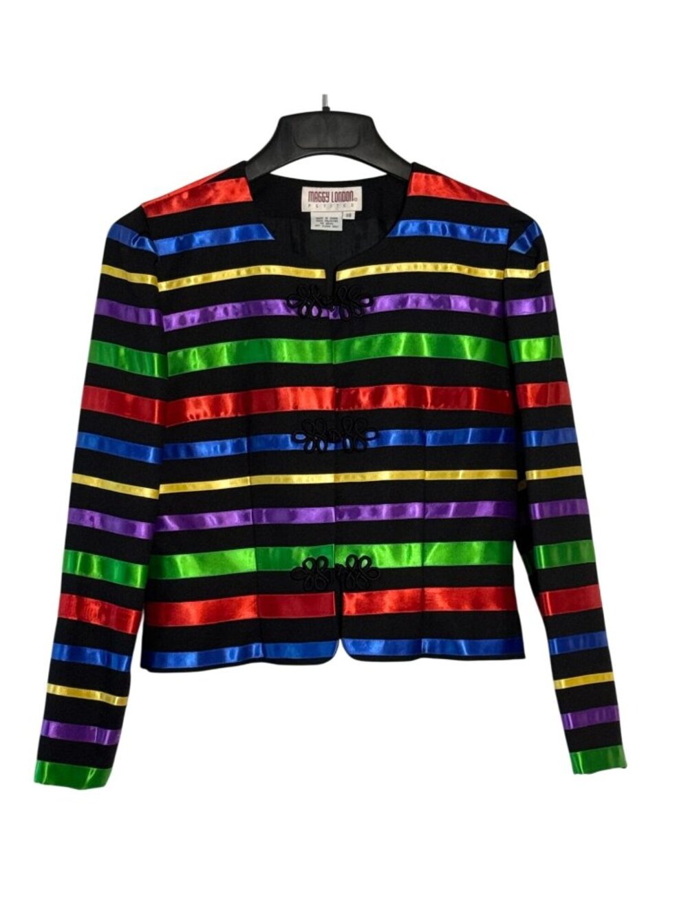 Maggy London Petite Rainbow Stripe Satin Jacket - Size 10
